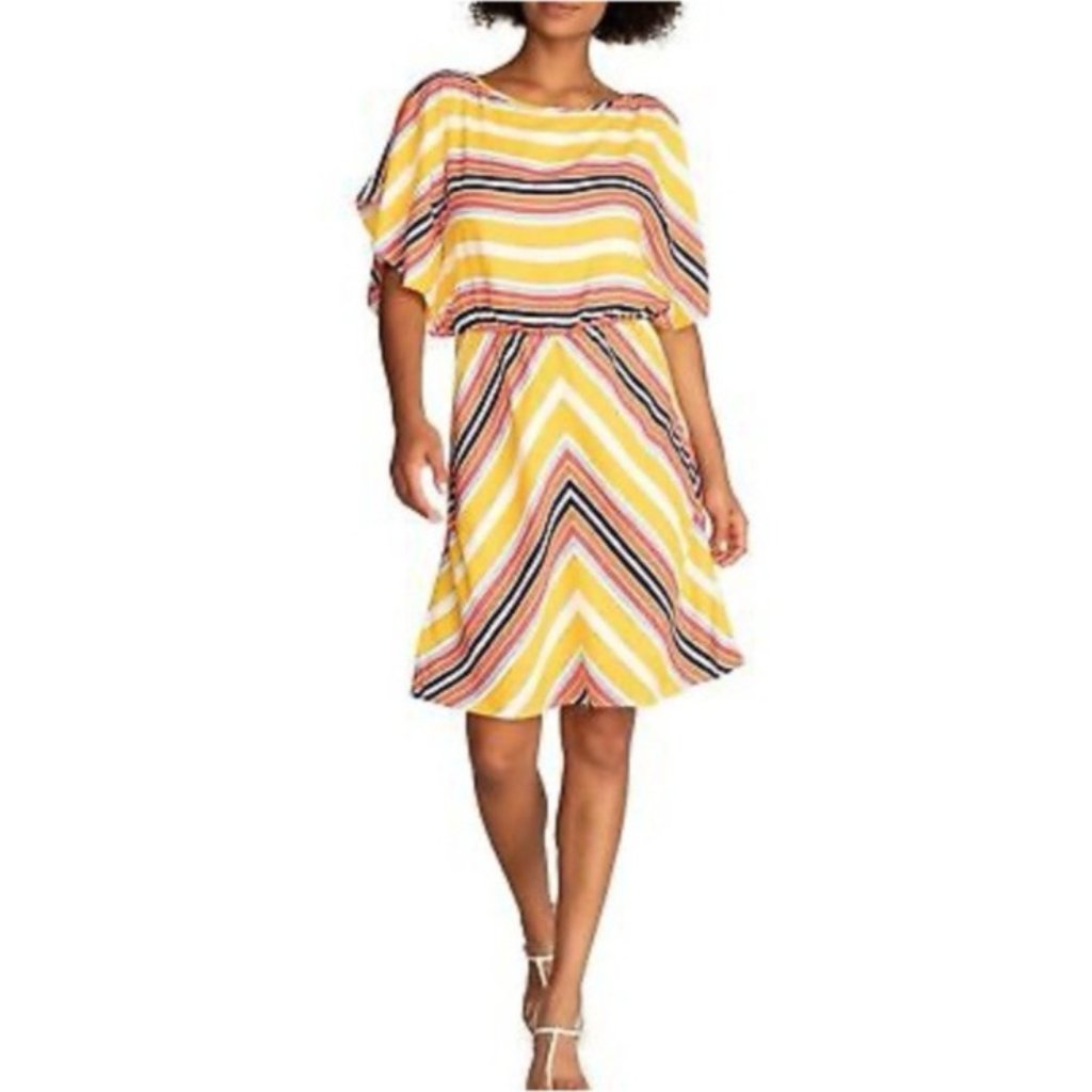 Trina Turk Dress Xl Colorful Short Sleeve Pullover Stretch Short Sleeve